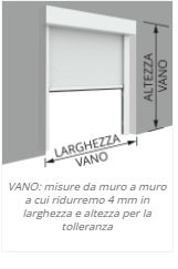 VANO: misure da muro a muro a cui ridurremo 4 mm in larghezza e altezza per la tolleranza