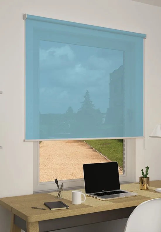 Tenda a rullo filtrante Screen Color 5%, colore Bianco/azzurro 85